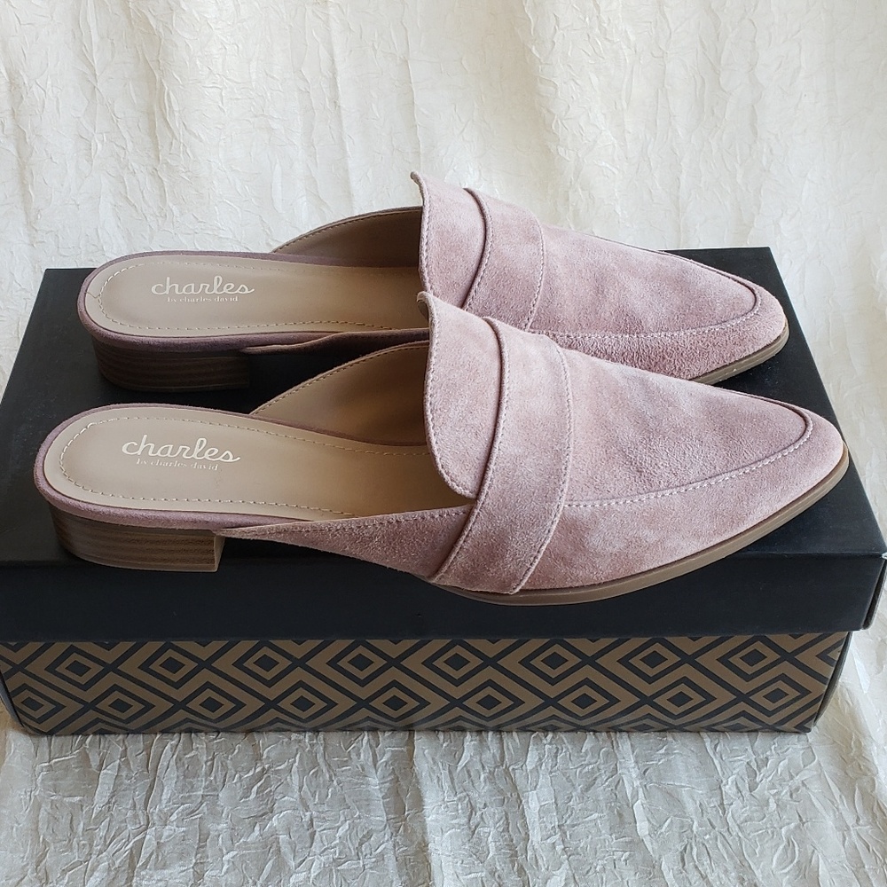 Charles David Emma Mule Loafer Size 8 Pink Suede